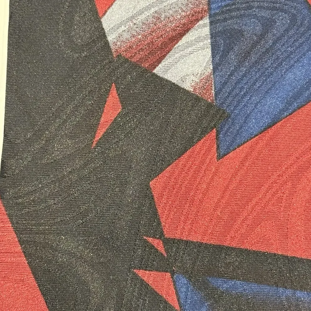 Camden Court Necktie Black Blue Red Geometric Abstract Art Deco Tie Polyester